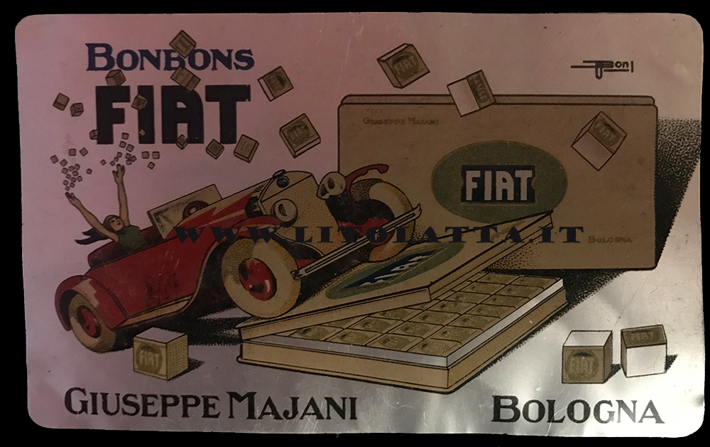 calendario in latta dei bonbons Fiat della Giuseppe Majani di Bologna dalla collezione LITOLATTA - foto di Giovanfranco di Giunta